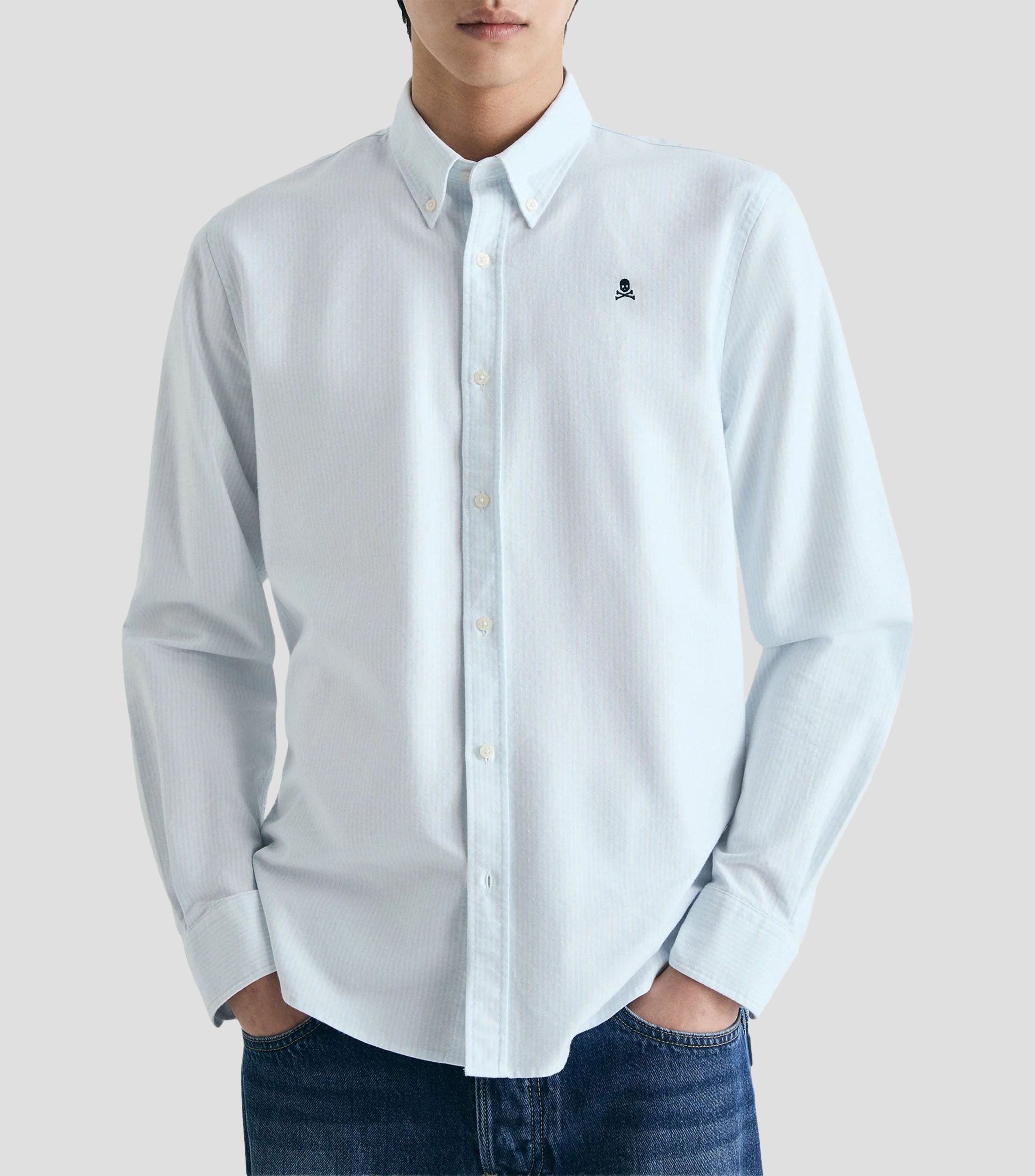 Camisa con líneas manga larga Hombre